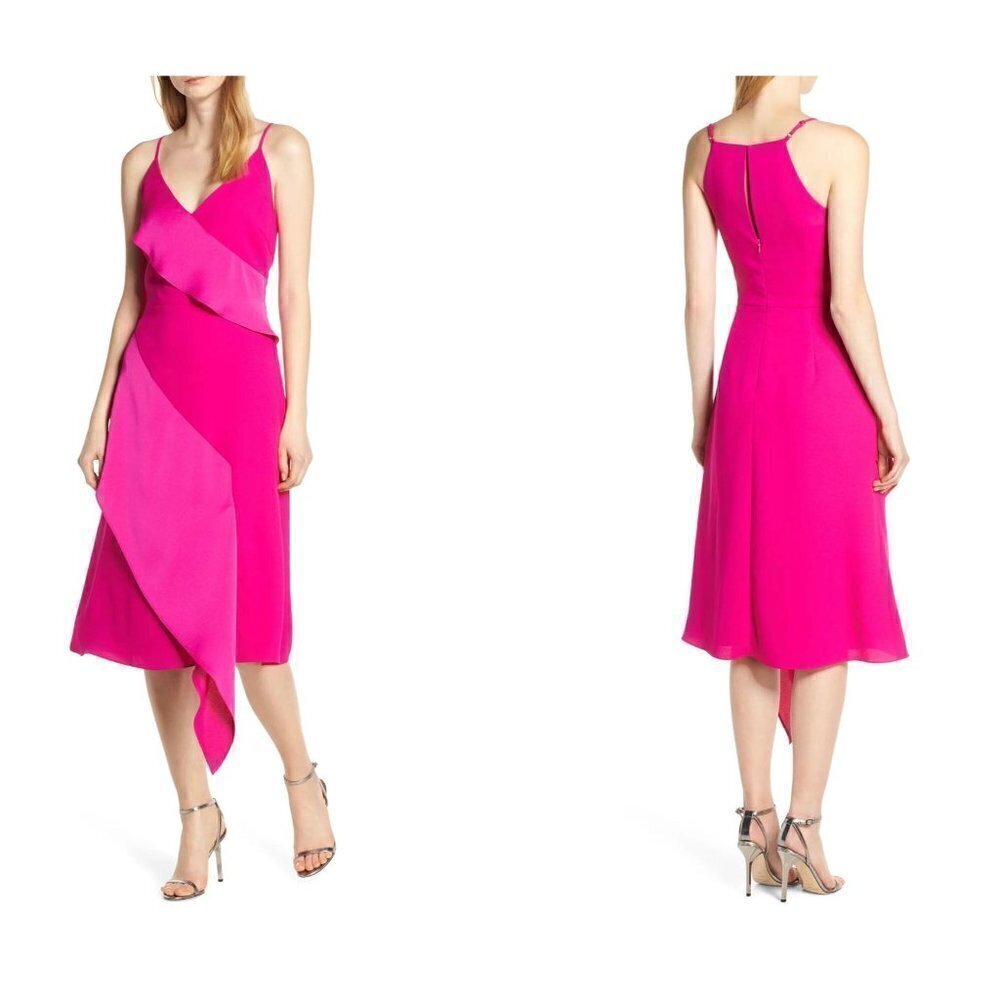 NWT Harlyn Size XS Asymmetrical Ruffle Dress Pink MSRP $155